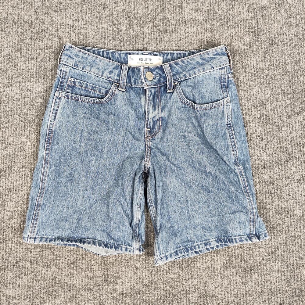 Hollister Denim Bermuda Shorts Juniors 00 Blue Low Rise Baggy Relaxed 8 In